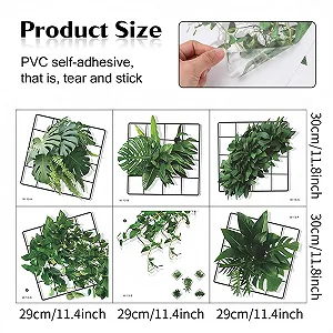 Наклейка на стіну Plants Green 3D PVC Набір 6 шт. synthetic.ua - Фото 1