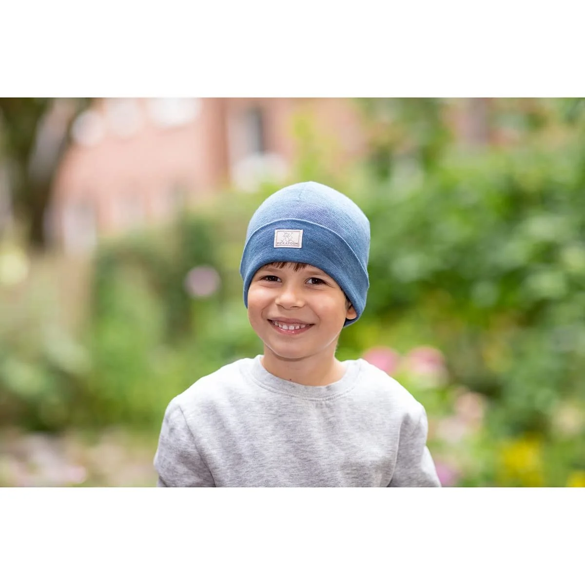 Дитяча шапка без завязок Pickapooh, Джинс, размер 50, синяя, фото №2
