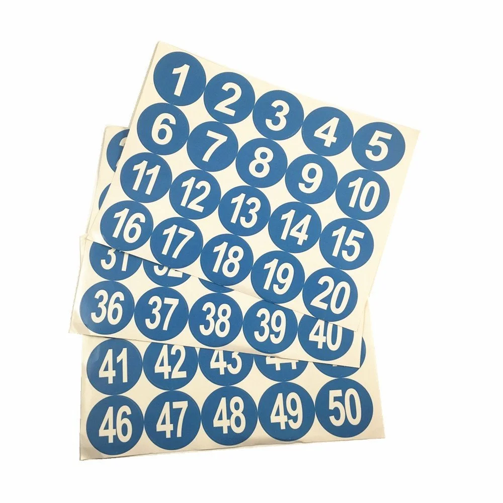 Наклейки-номери 1-50 Круглі Сині 5 см, фото №2