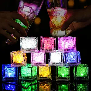 Светодиодные кубики льда, набор 12 штук, разноцветные, игрушка для ванны. - Фото 1
