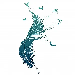 Наклейка на стену Feather 30 x 90 см Синяя - Фото 1