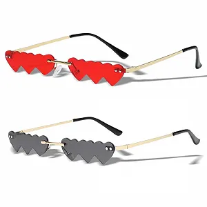 Сонцезахисні Окуляри Серце Ретро QOWUXHZ, 2 шт, Червоний - Фото 1