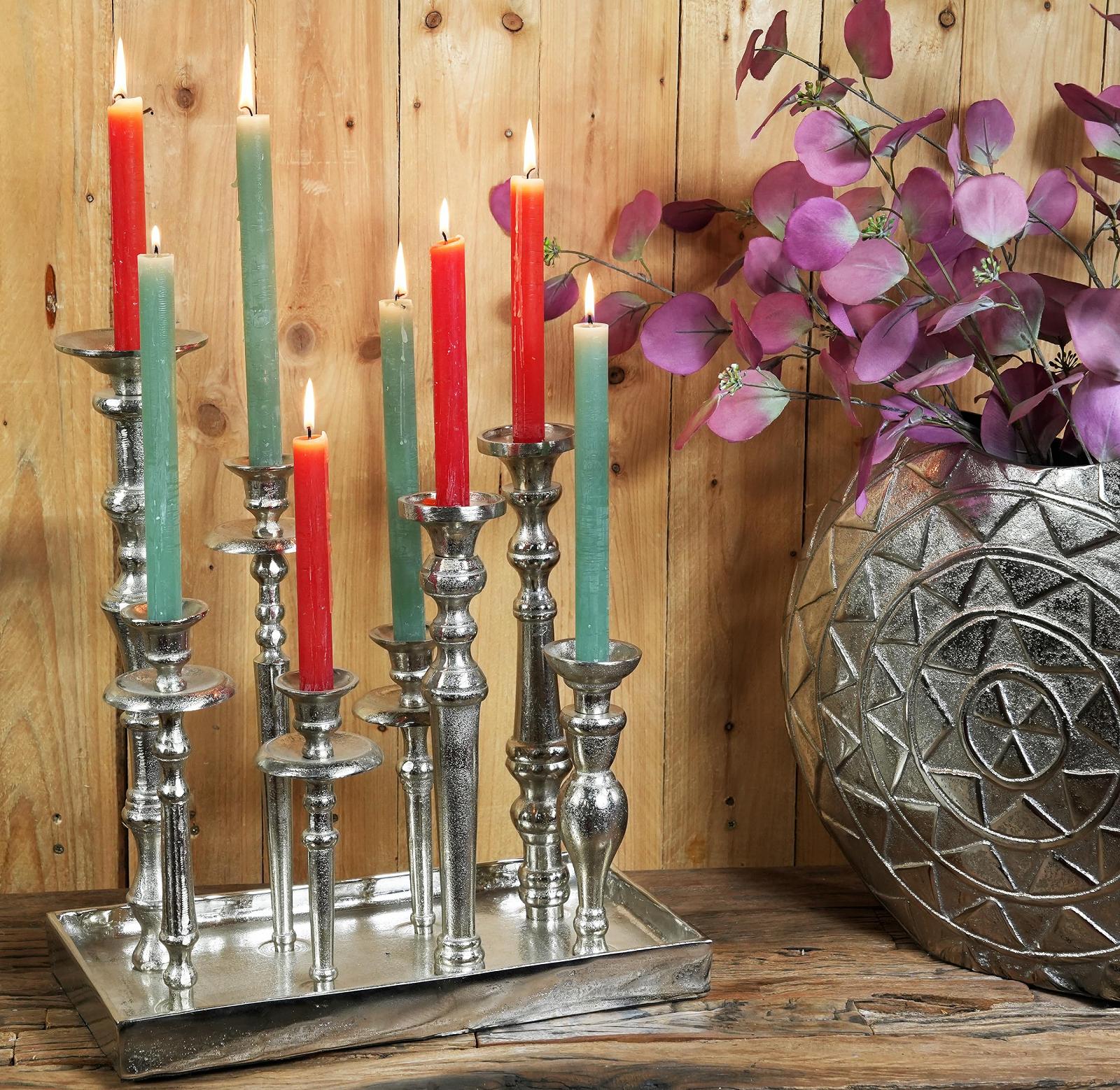 Подсвечник на подносе 8 Arms Aluminium Silver XL 40 x 21 x 44 см, фото №4