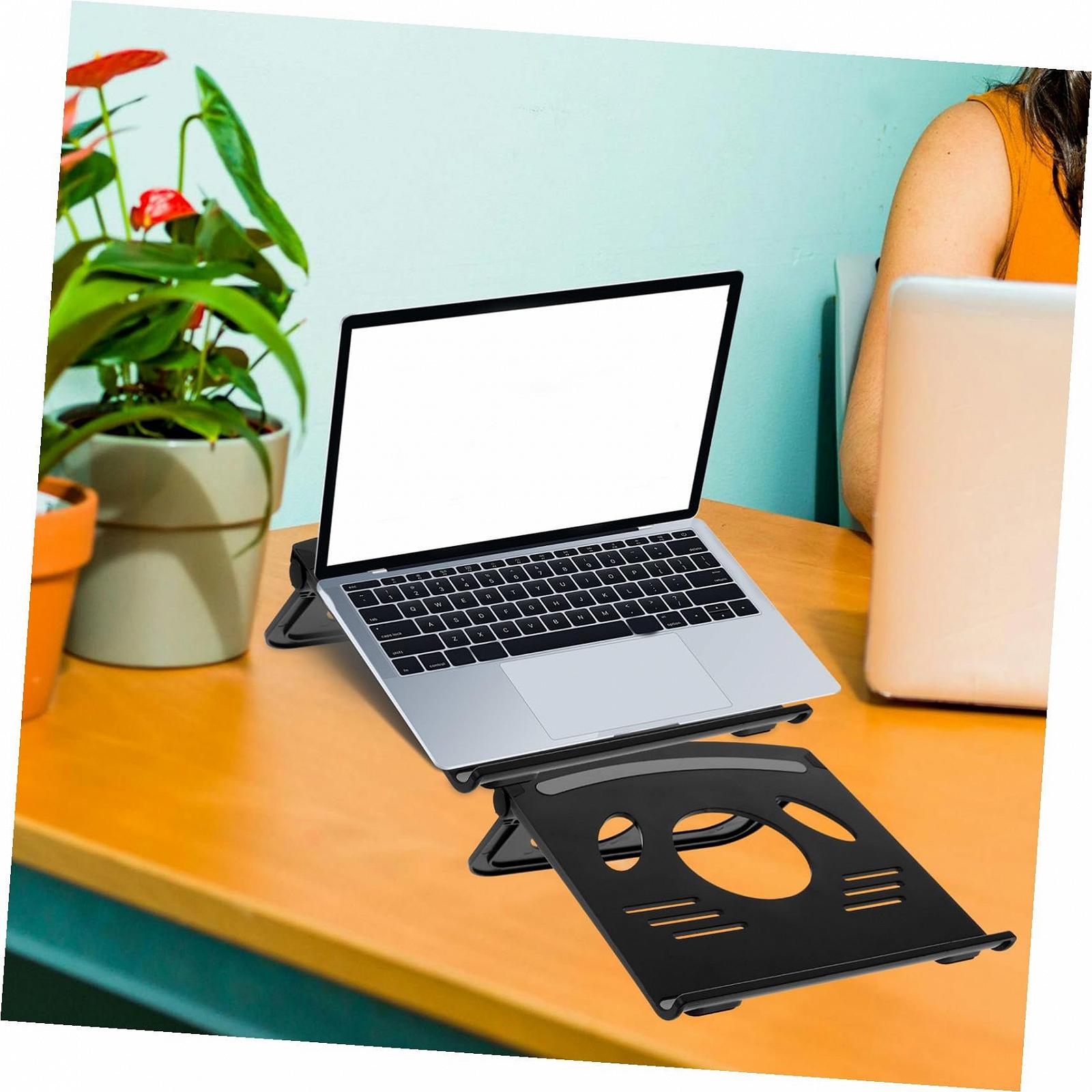 Складная подставка для ноутбука из ABS и силикона Регулируемая по высоте подставка для ноутбука для стола и путешествий Нескользящая Легкая и компактная Совместима с планшетами, фото №5