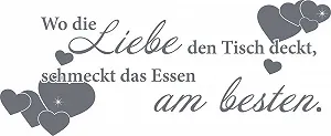 Наклейка на стіну GrazDesign Кухонні вислови Where the Love den Tisch deckt 122 x 50 см 071 Сіра synthetic.ua - Фото 1