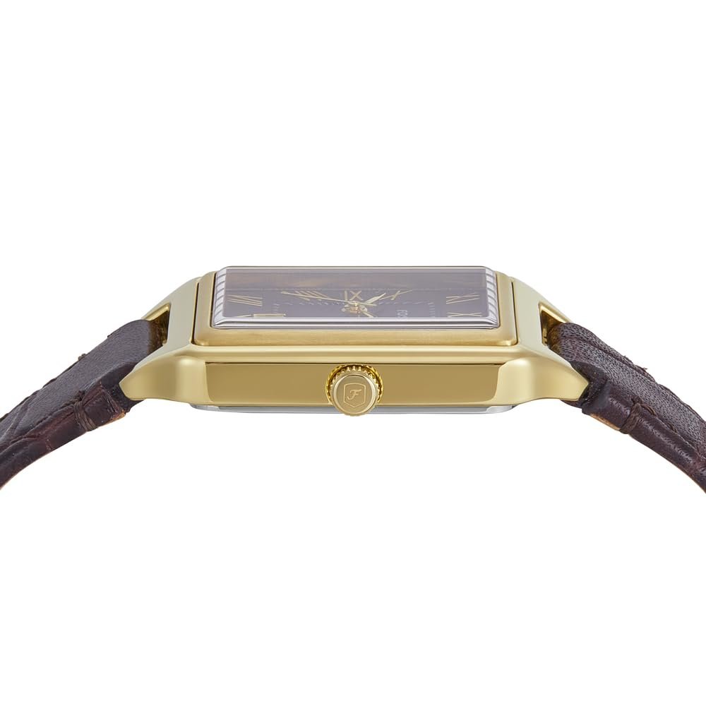 Женские аналоговые кварцевые часы Fossil ES5367 с кожаным ремешком, карамельно-коричневый, браслет, фото №5