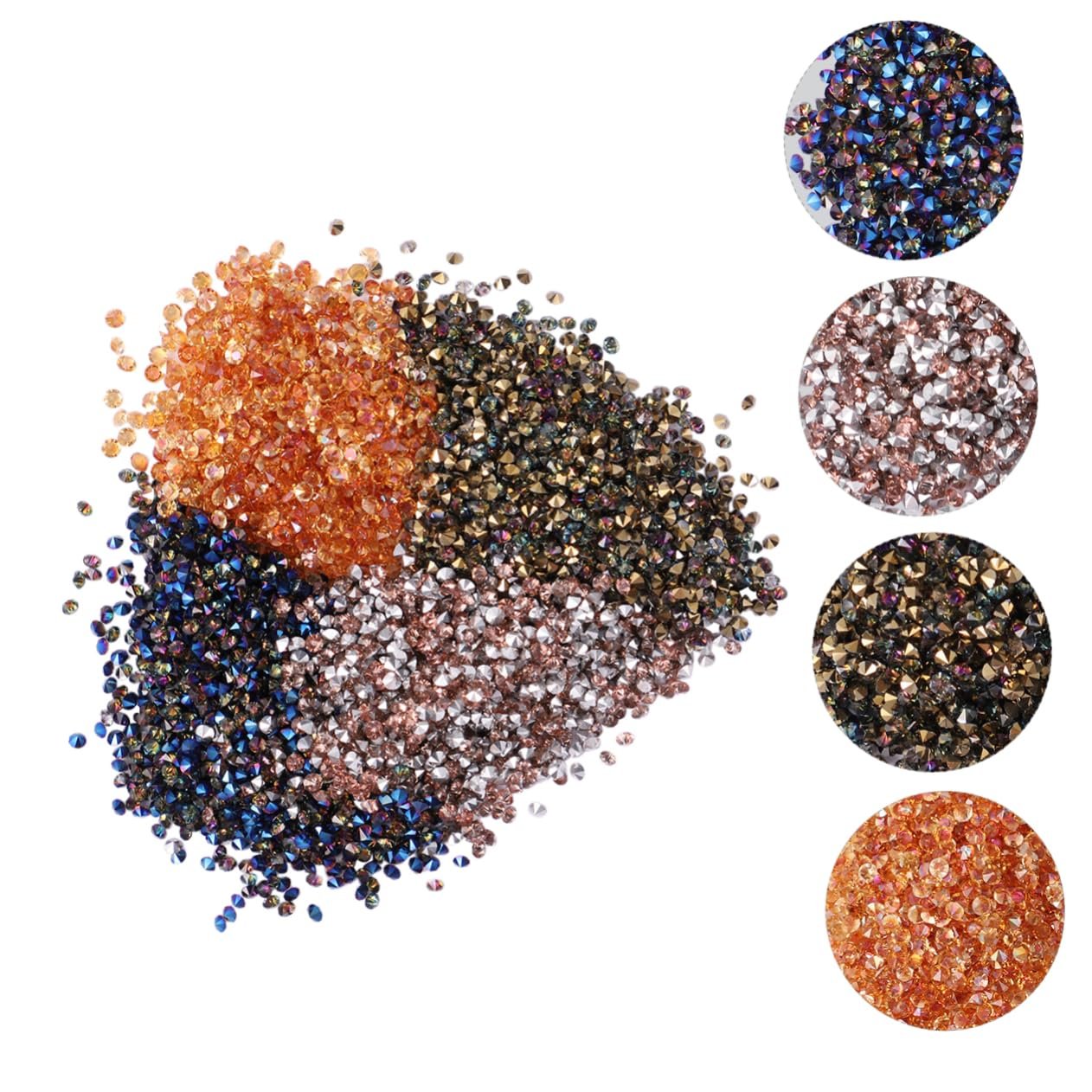 Стрази для нігтів Healeved, 4 упаковки по 5760 штскляні плоскі камені, круглі намистини, пісок кристалічний, фото №1