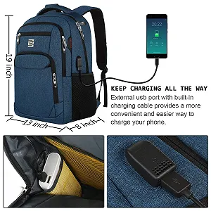 Рюкзак для ноутбука marcello 15.6 дюймів з USB-портом та кишенею анти-крадій Blue synthetic.ua - Фото 1