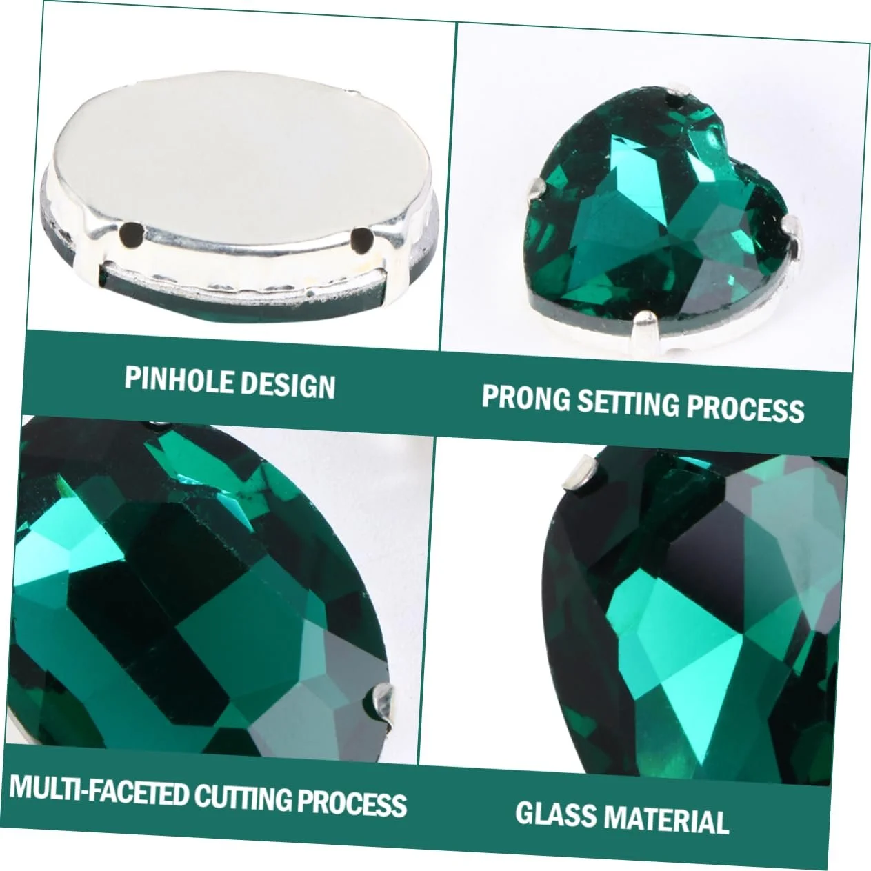 Пришивні стрази SEWACC Крапля Кольорові Зелені, фото №6