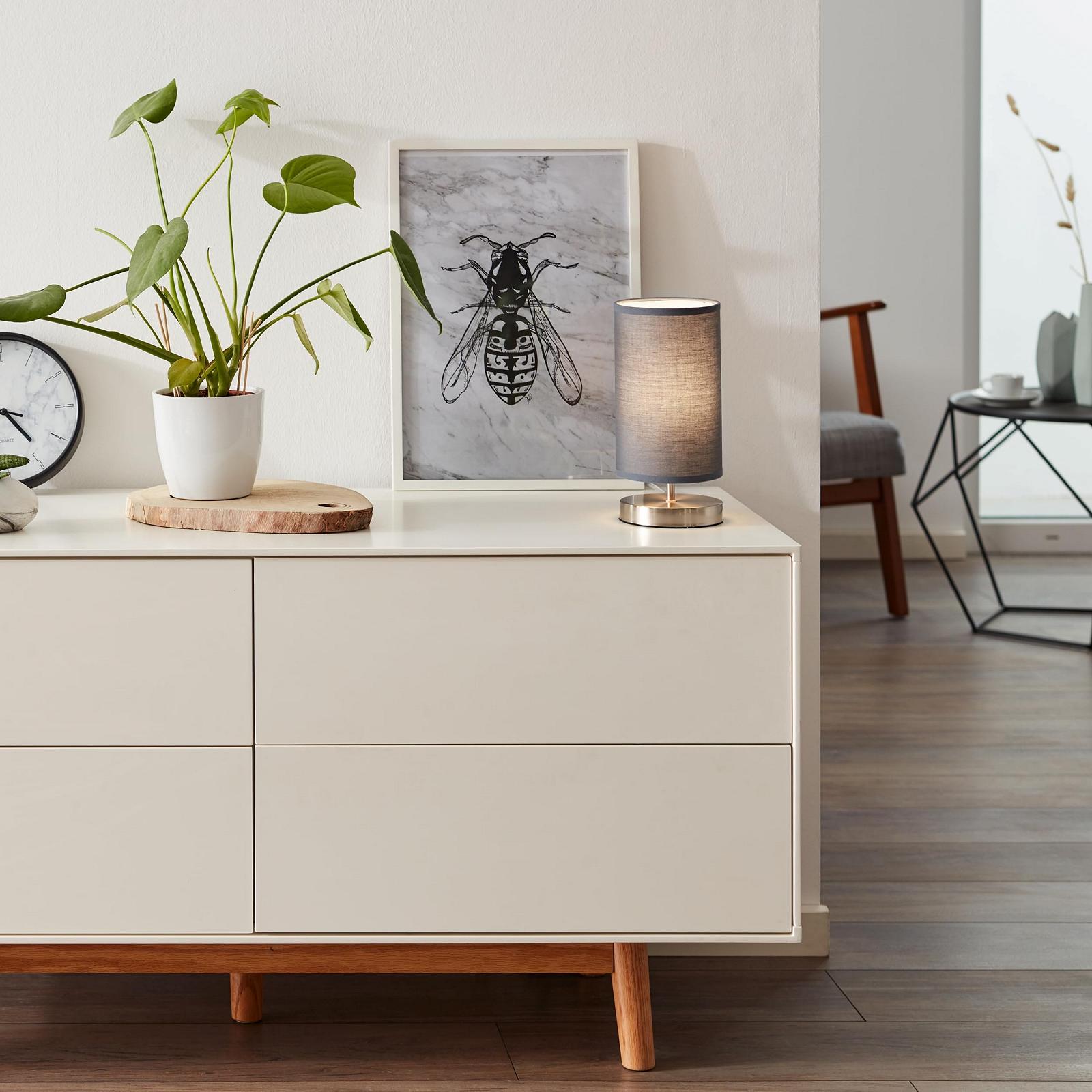 Настольная лампа Lightbox 26 см Modern Fabric Shade Rocker Switch E14 Metal/Textile Iron/Grey/Silver, фото №3