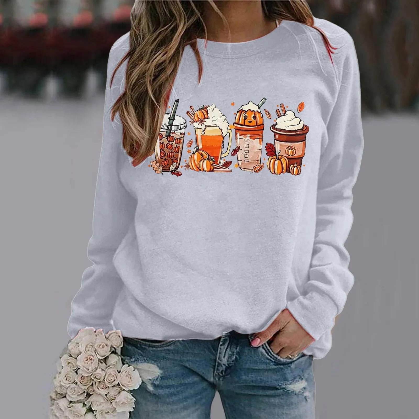 Світшот YueYue З графікою милого гарбуза, фото №3 Світшот YueYue З графікою милого гарбуза, фото №3