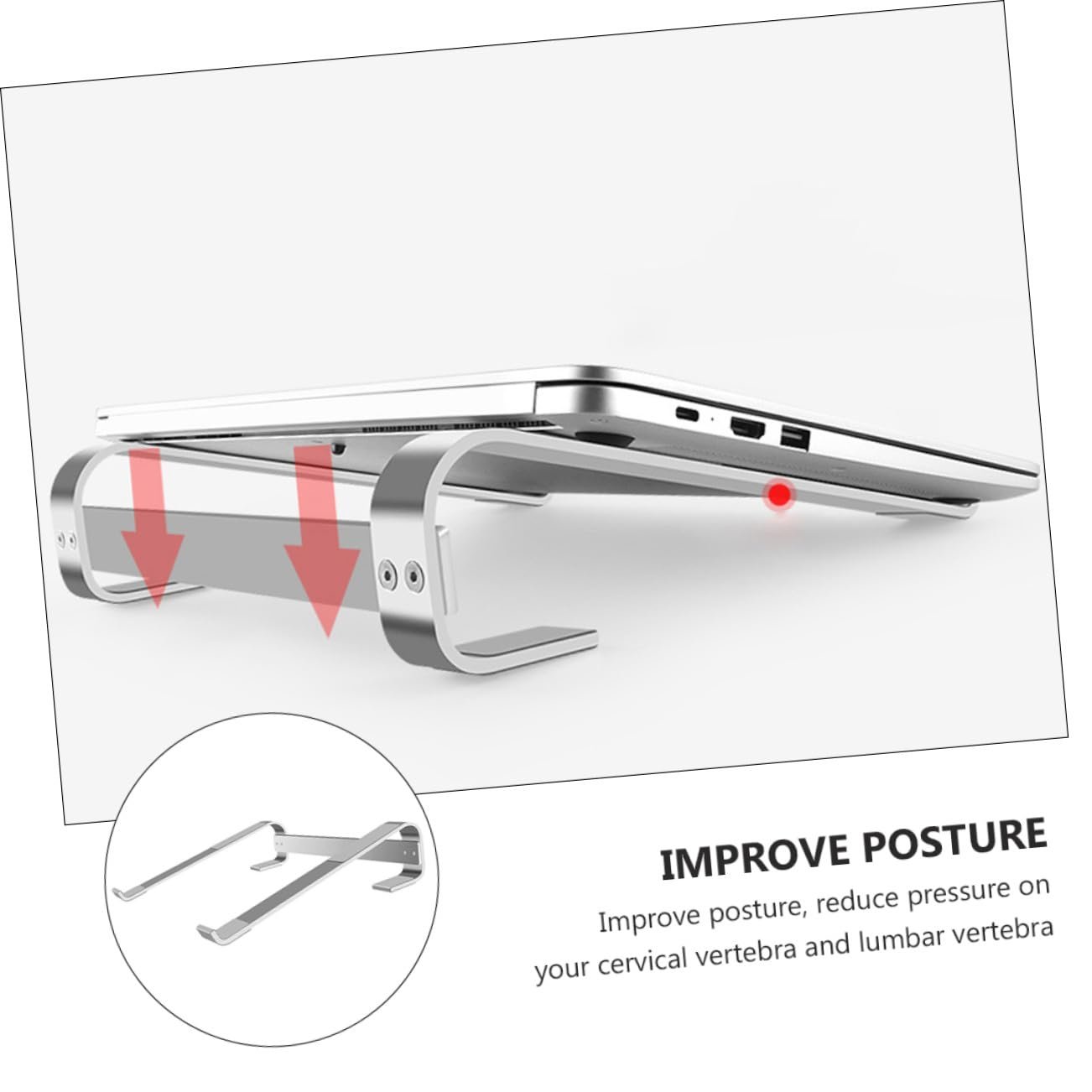 Подставка для ноутбука Алюминиевая Эргономичная Противоскользящая Охлаждающая подставка для ноутбуков Прочная для рабочего места, фото №3