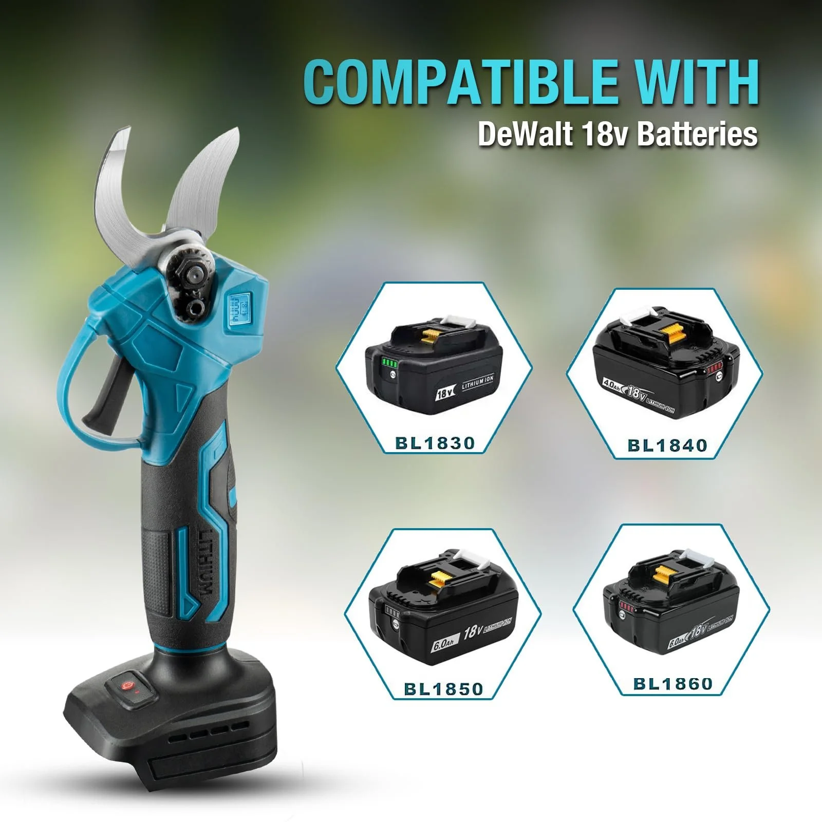 Електричні садові ножиці Makita 15-30 мм 21 V, сині (без акумулятора), фото №7 Електричні садові ножиці Makita 15-30 мм 21 V, сині (без акумулятора), фото №7