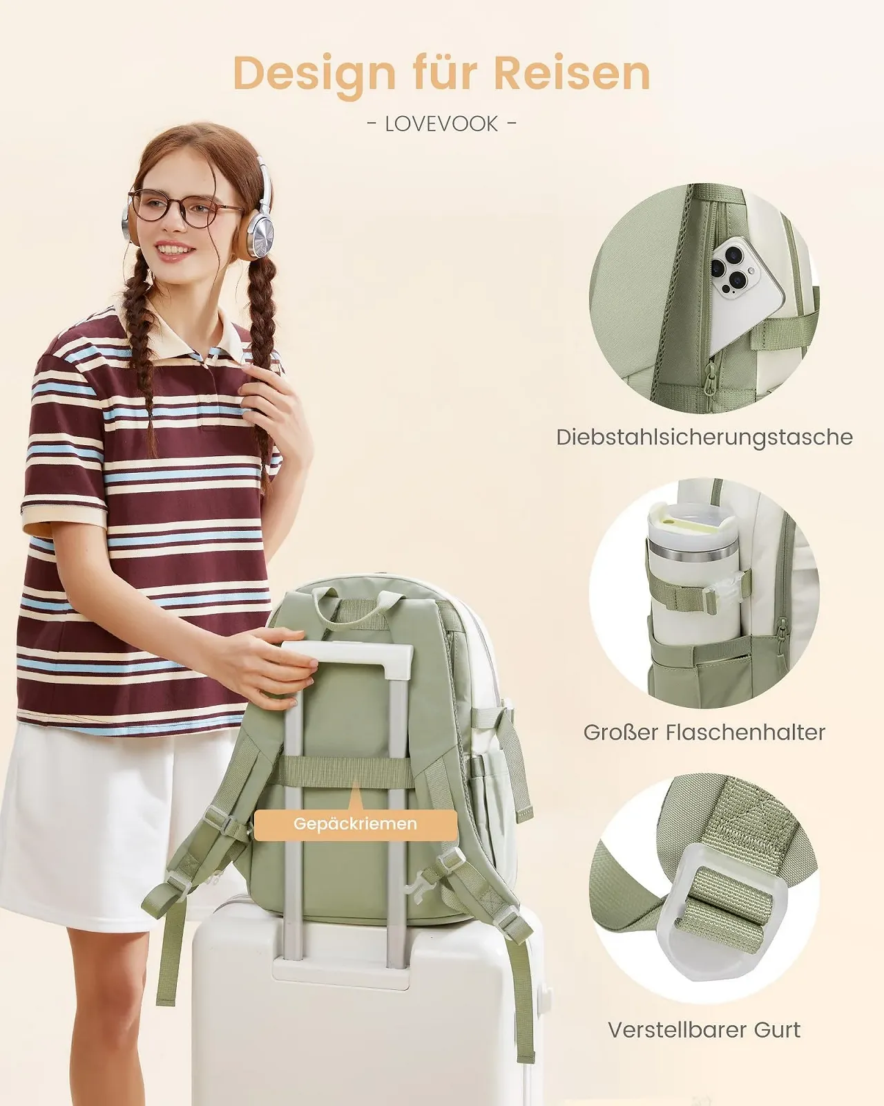 Рюкзак для ноутбука LOVEVOOK School 15.6 дюймів, фото №6 Рюкзак для ноутбука LOVEVOOK School 15.6 дюймів, фото №6