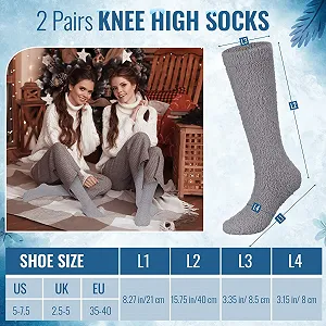 Высокие носки Boyiee 2 пары Женские пушистые гольфы из кораллового флиса для зимы и Рождества synthetic.ua - Фото 1