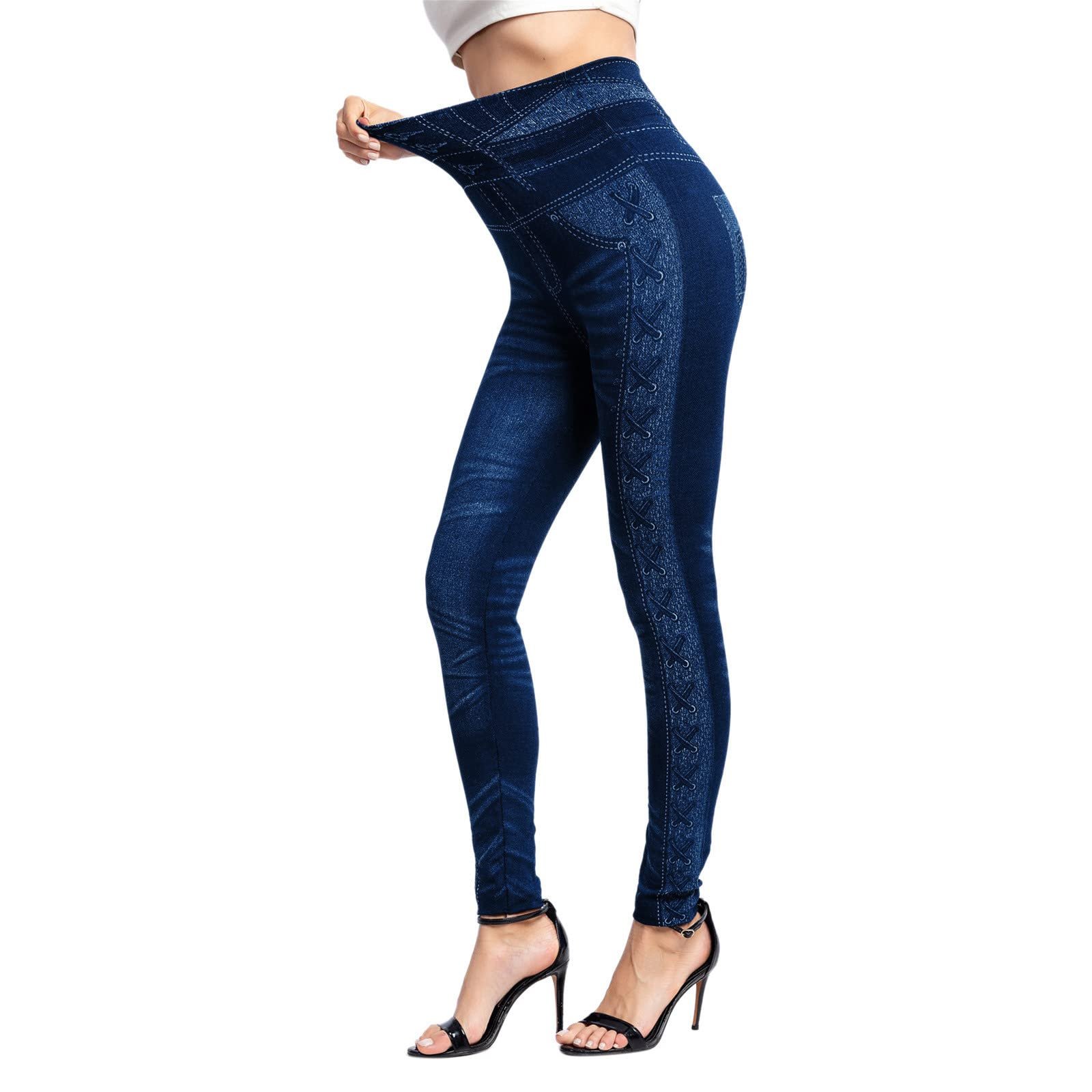 Джинсовые Леггинсы Jeanshosen Женские - Джинсовые Леггинсы Женские| Стрейчевые Джинсовые ЛеггинсыДля Йоги с Высокой Талией, Леггинсы с Высокой Талией, Джеггинсы с Джинсовым Видом, Печатные Модные ЛеггинсыДля Формирования, Треггинсы,, фото №4