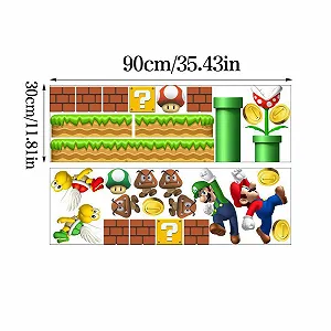 Наклейки на стіну WlsqDE Mario 3D 30 x 90 см 2 шт. synthetic.ua - Фото 1