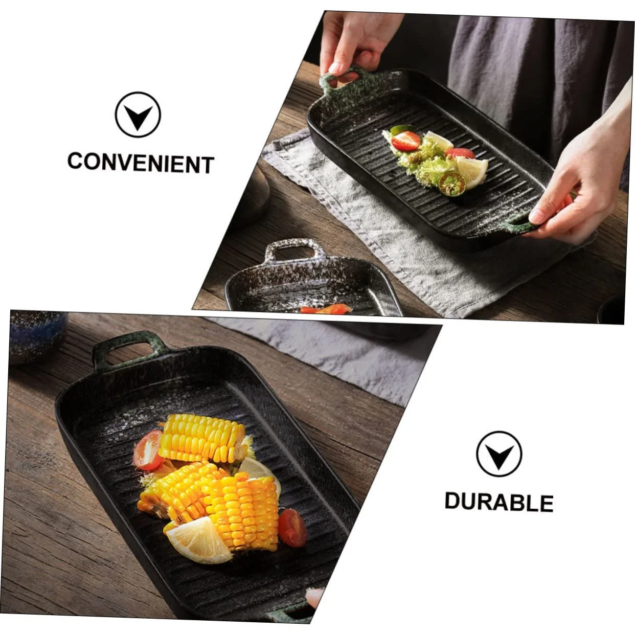 Форма для запікання керамічна термостійка з подвійними ручками Зелений, фото №5