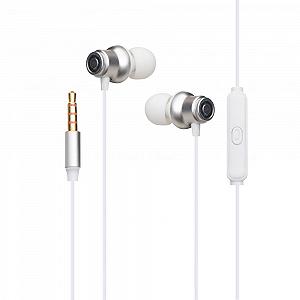 Проводные наушники 3.5mm Celebrat D5 вакуумные с микрофоном 1.2m Steel - Фото 1