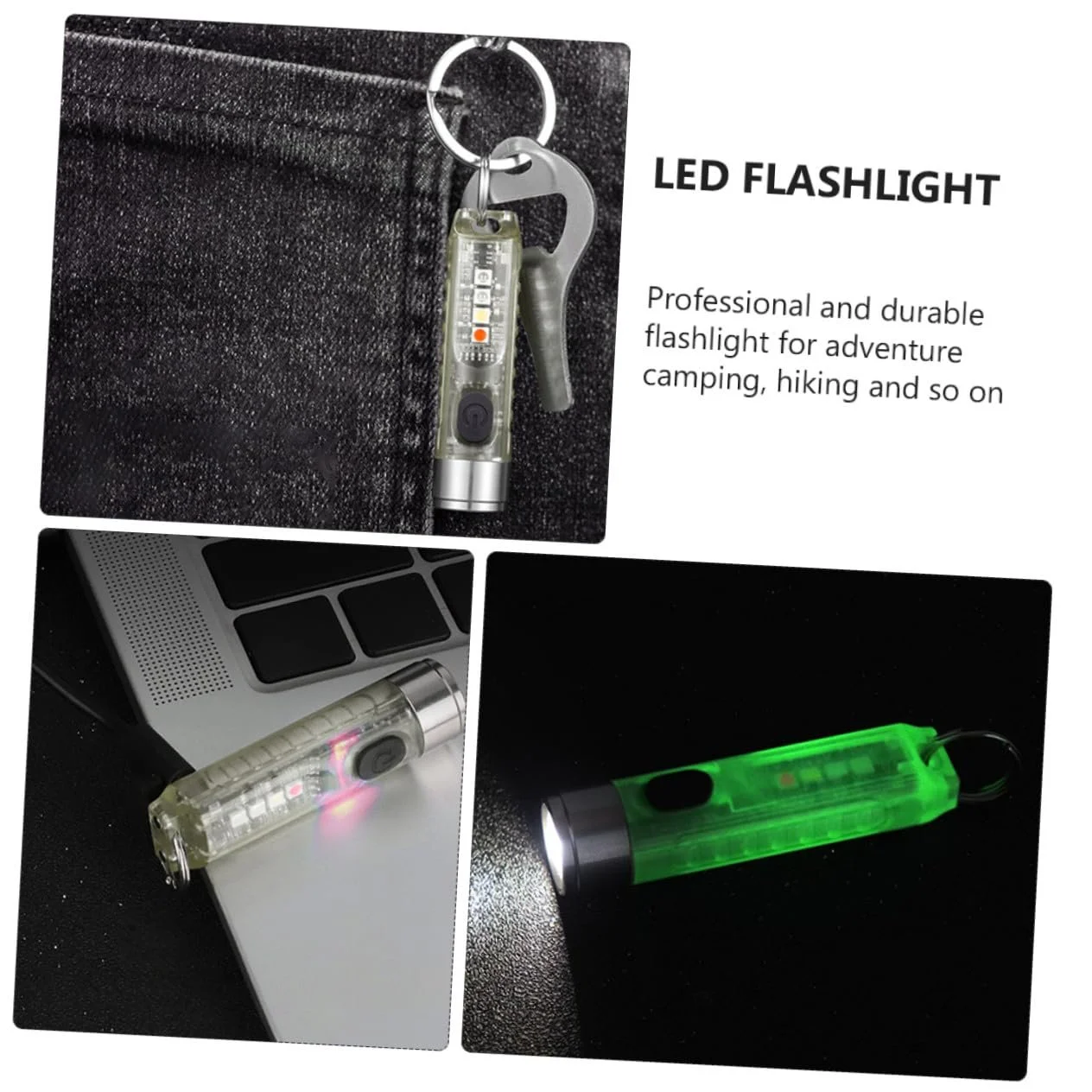 LED ліхтарик SOIMISS Підвісний Міні Брелок Кемпінговий з нержавіючої сталі та ПК для використання на відкритому повітрі Нічне бачення, фото №6