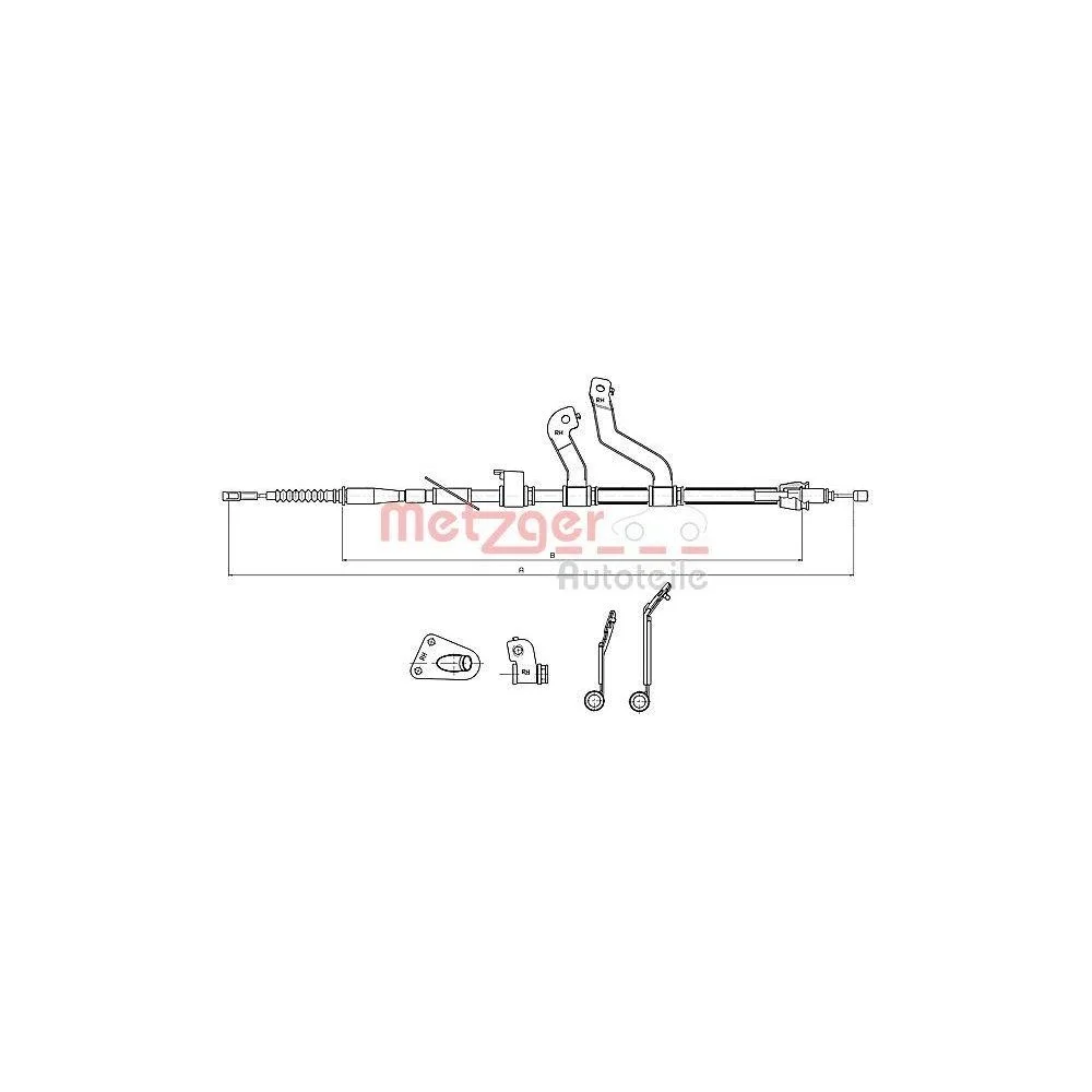 Трос стояночного тормоза METZGER 17.2580 задний правый, фото №1
