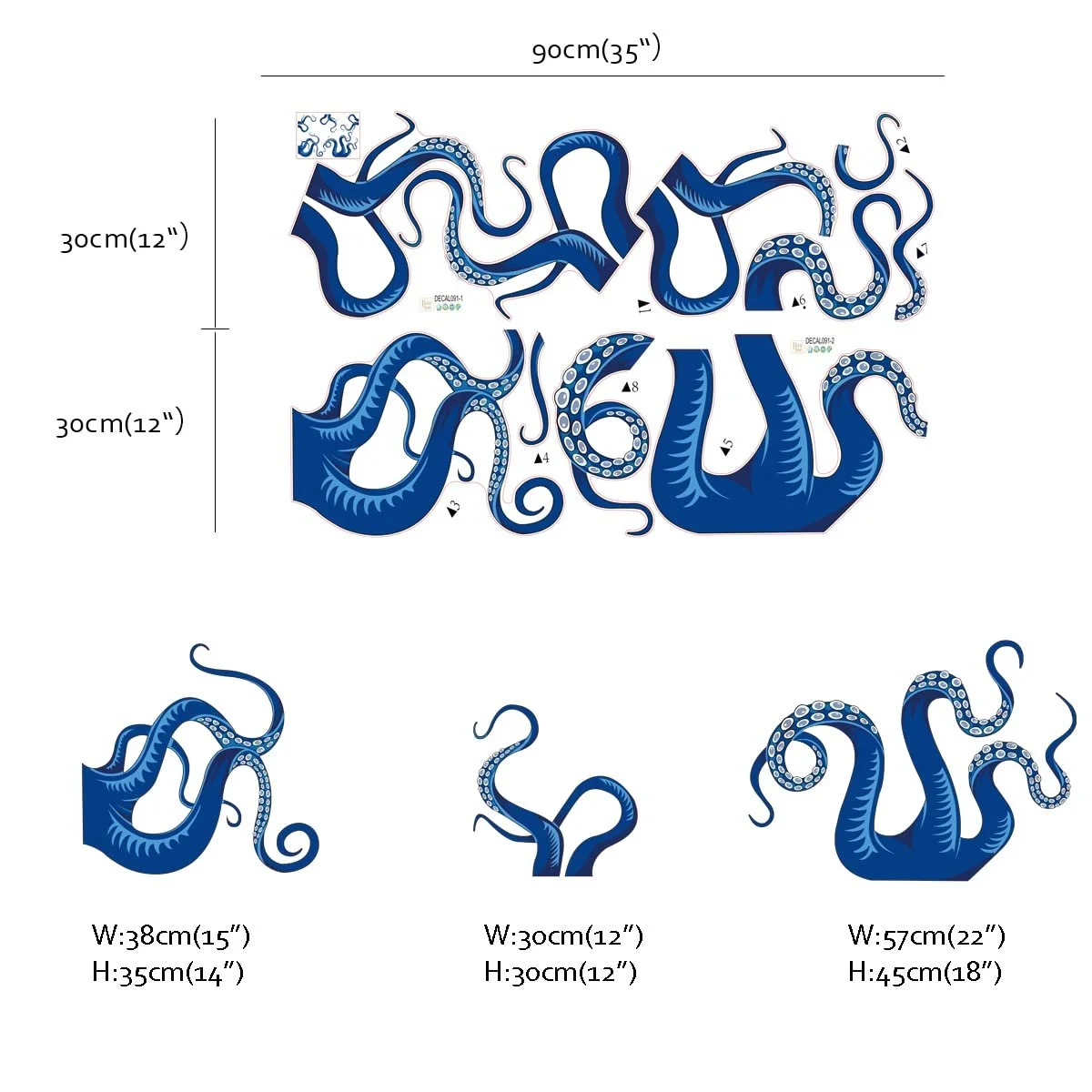 Наклейка на стіну Runtoo Octopus Funny Underwater World Sea Animals, фото №4
