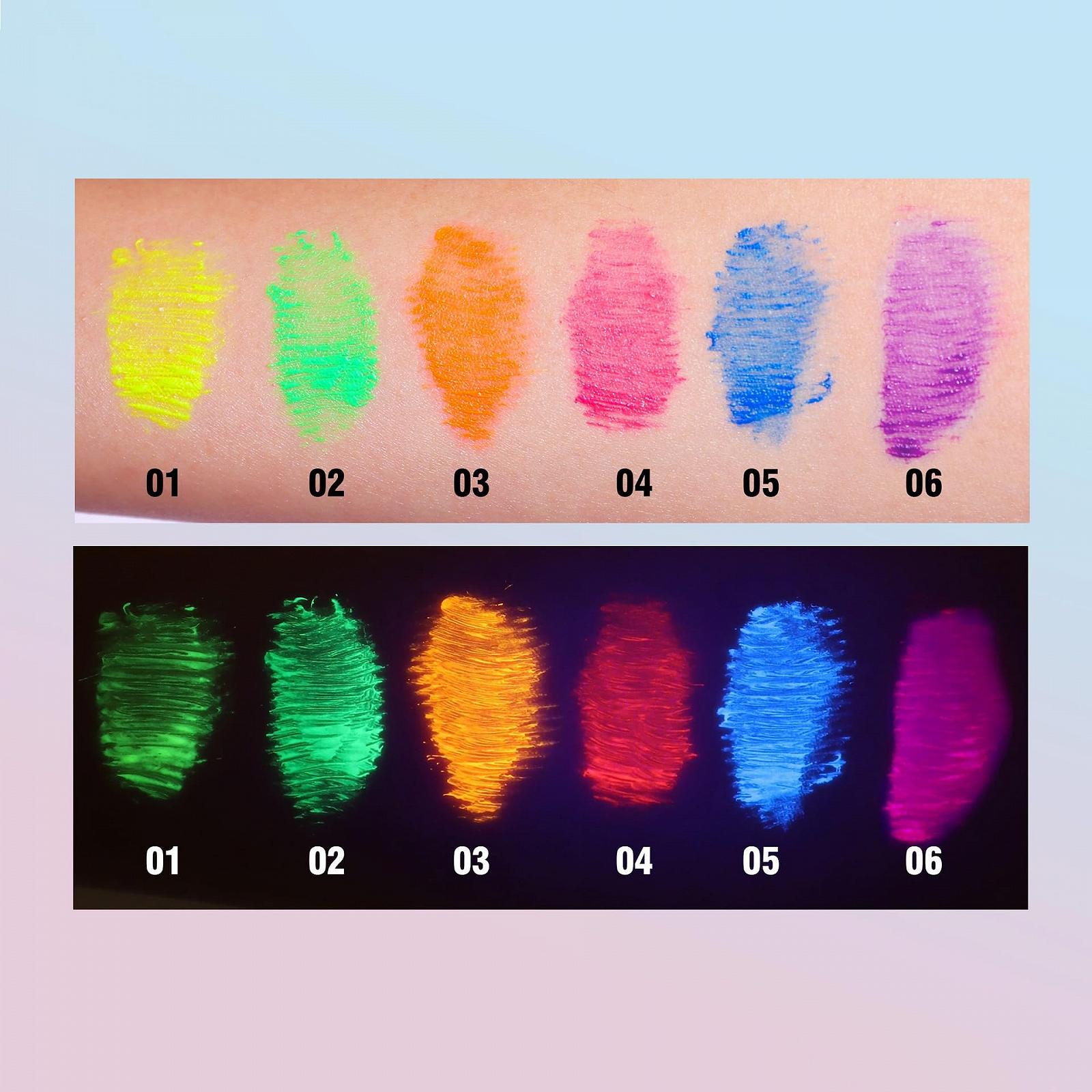 туш для вій UV Glow кольорова 4D Lash 6 кольорів, довготривала, стійка до розмазування, об'ємна та чарівна Оранжевий, фото №6