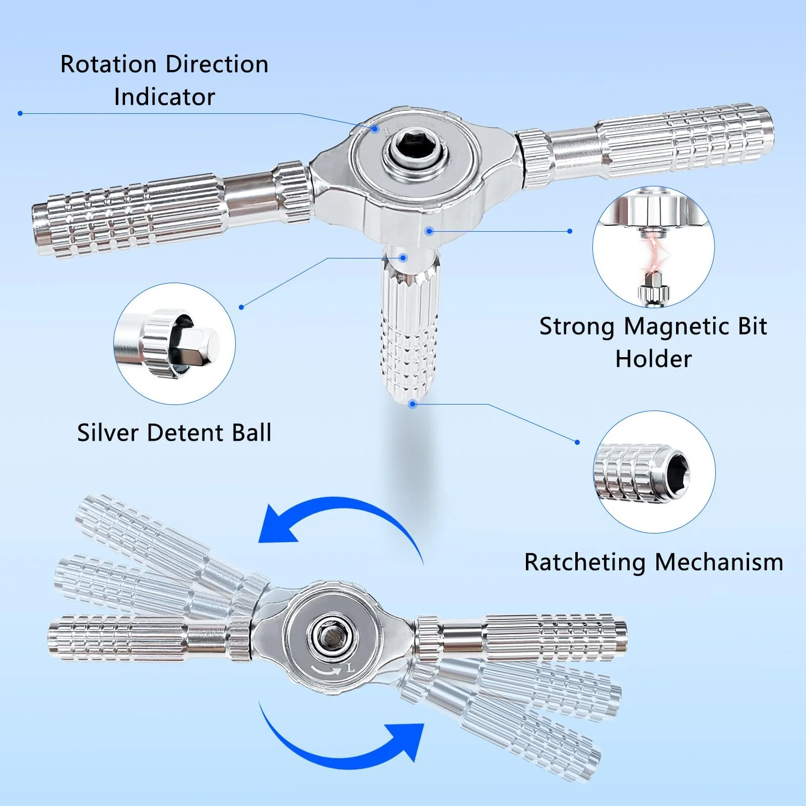 Набір викруток з тріскачкою 40 в 1 з магнітними бітами зі сталі S2 40 Нм, фото №3
