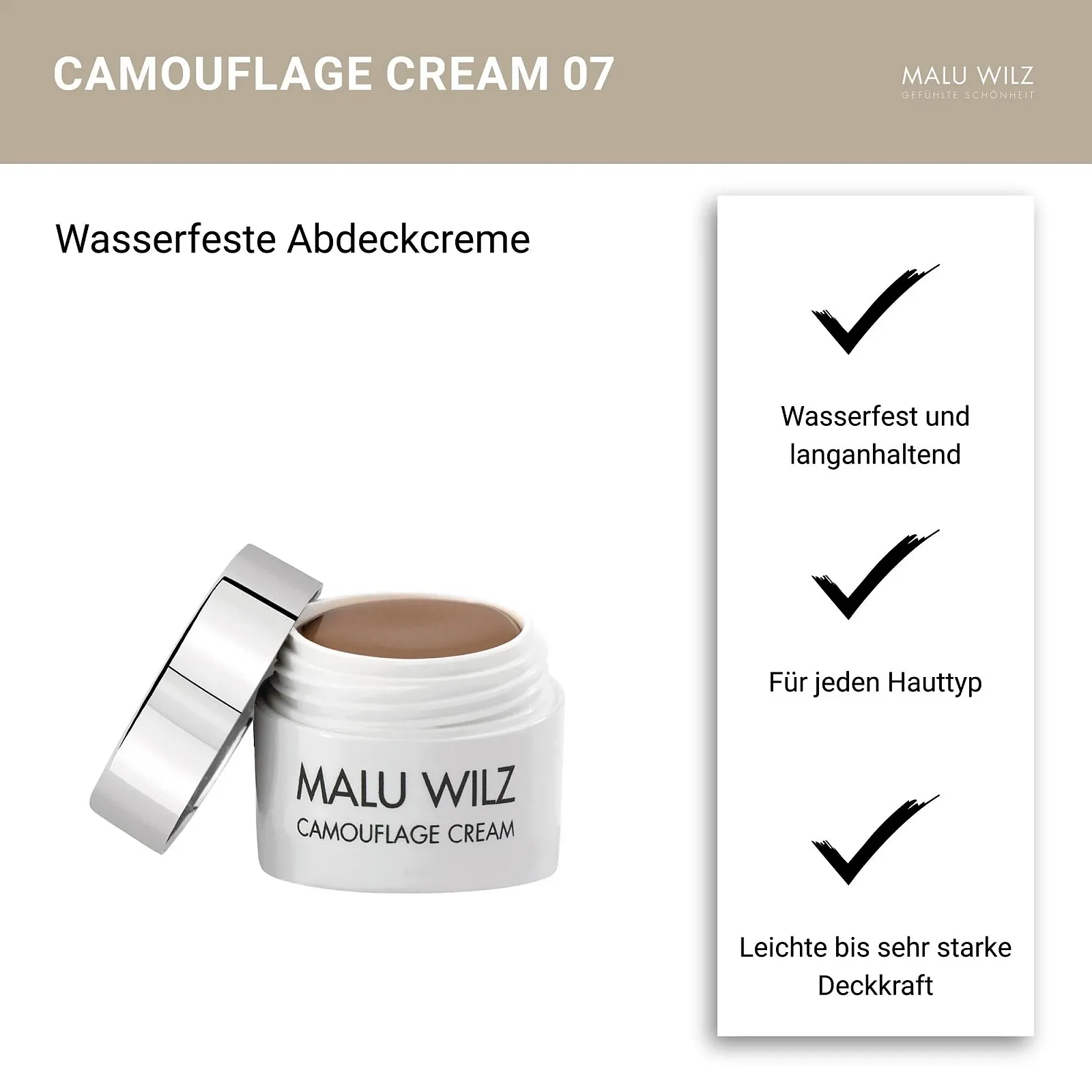 Крем-камуфляж Malu Wilz No. 07 Ash Brown Breeze, 5 г, фото №3