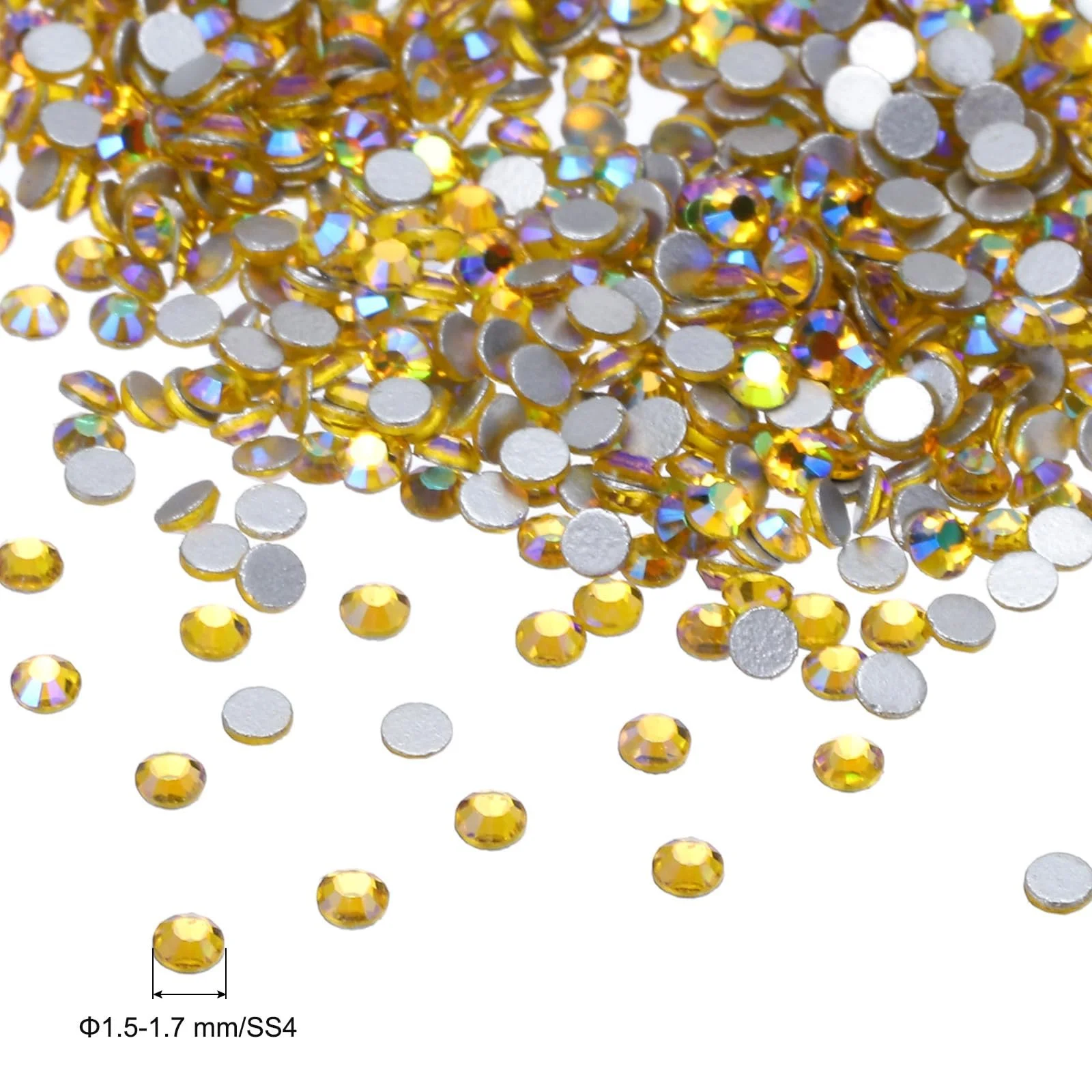 Стразы Стекло SS4 AB Желтый, 1440 шт, фото №2