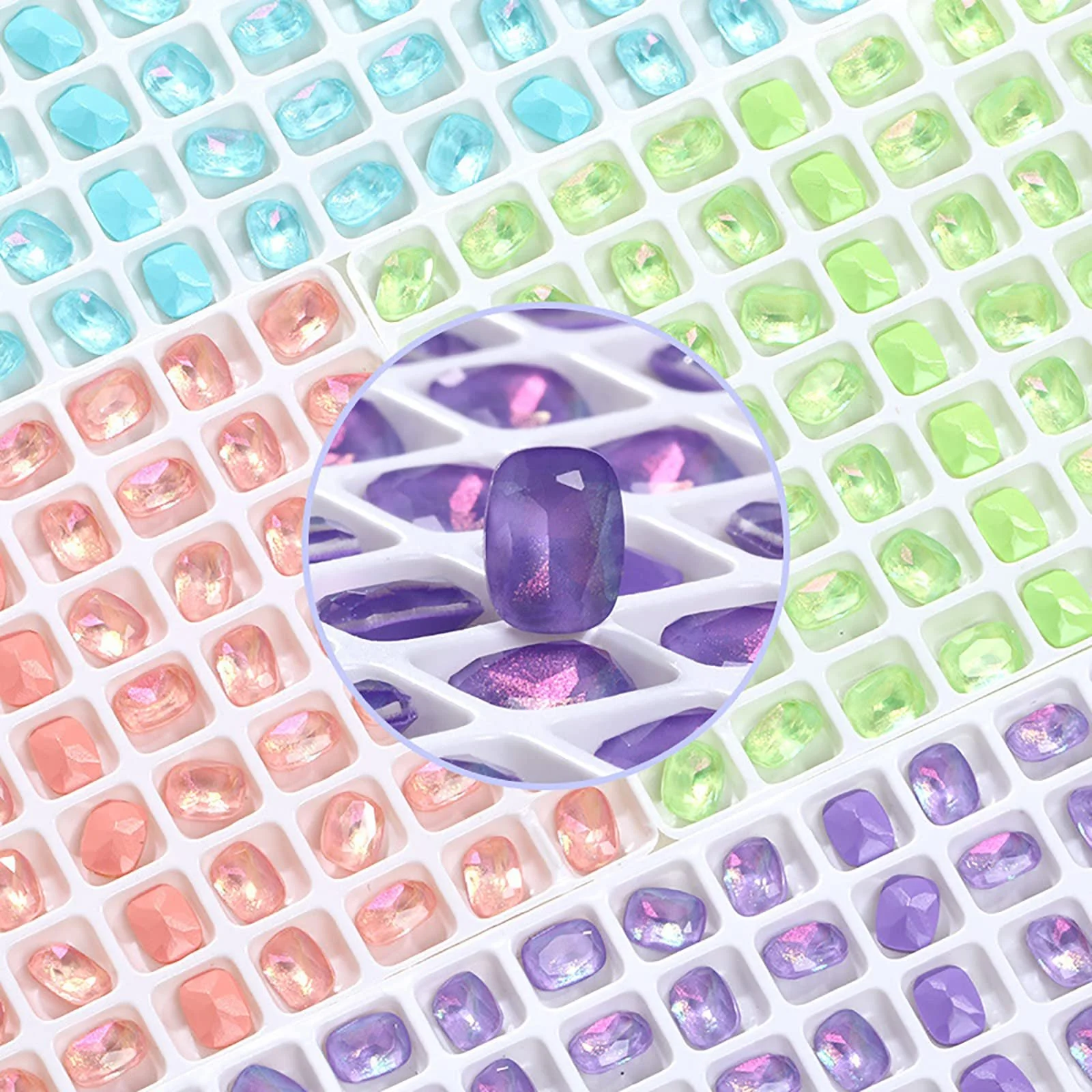 Стрази Прямокутні 6 x 8 мм Aurora Mokka Filletglas, 84 шт, випадковий колір, фото №3