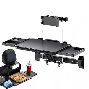 Автомобильный столик-подставка для ноутбука, складной столик на спинку сиденья, регулируемый органайзер для салона автомобиля, поднос для ноутбука и еды - Фото 1