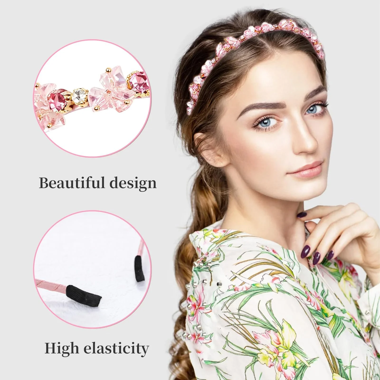 Набор обручей на голову со стразами, 3 шт., фото №3