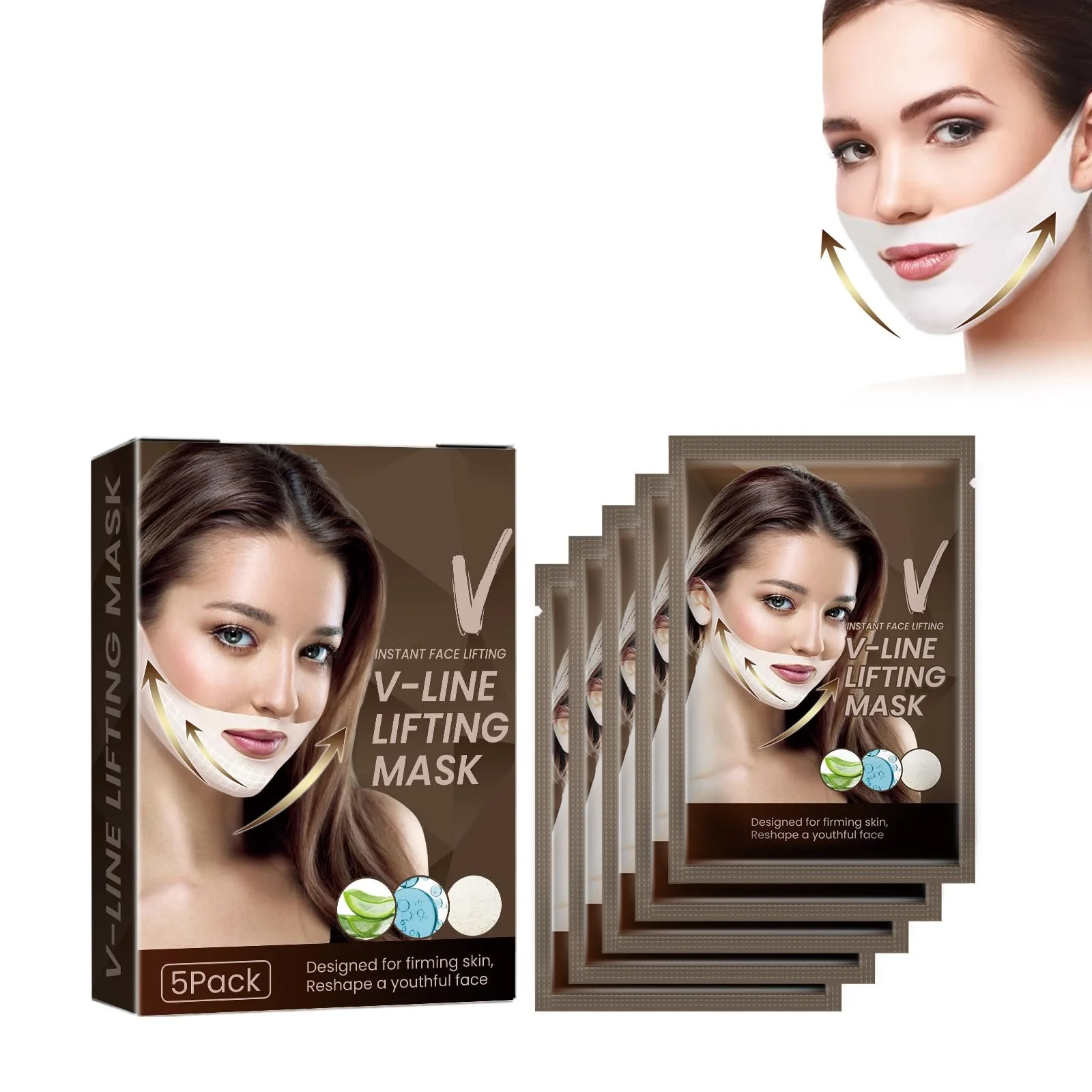 Маска для підборіддя V-подібна для підтяжки обличчя, для формування обличчя, зволожуюча, фото №1