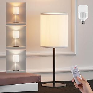 Настільна лампа LED Wireless Rechargeable Remote Dimmable Linen Shade Metal Black - Фото 1