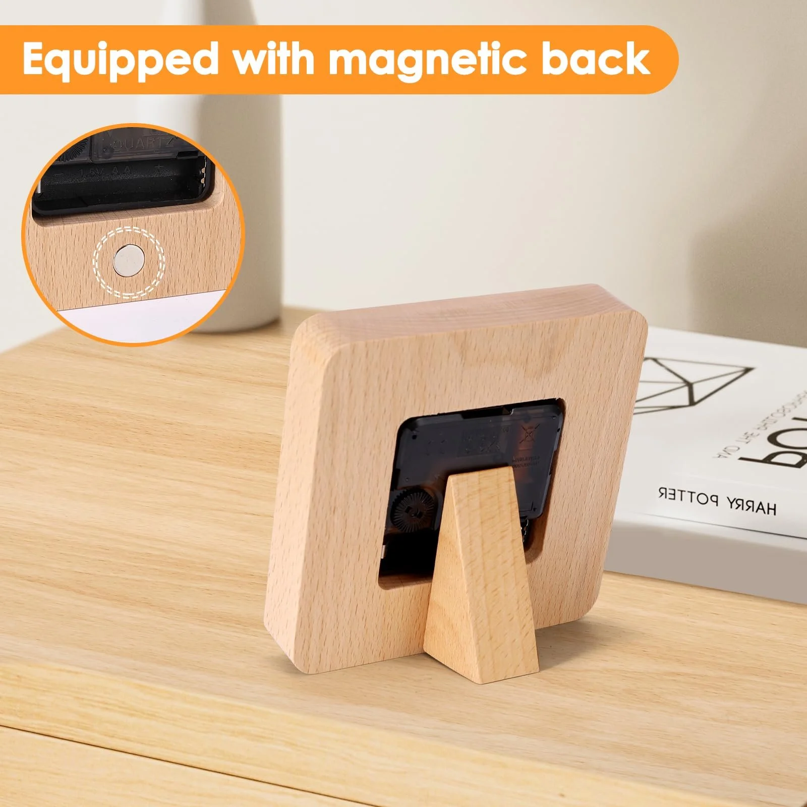 Настольные часы ZONJIE Деревянные, 11 см, аналоговые, фото №4