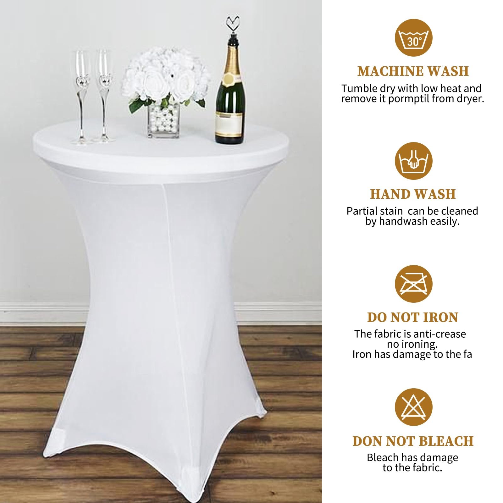 Набір із 3 чохлів для коктейльних столів Showgeous Stretch Bar Table Covers Еластичні Діаметр 60–65 см, фото №4