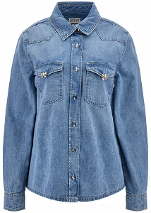 Жіноча джинсова сорочка GUESS JEANS / Блакитна / Розмір S - Фото 1