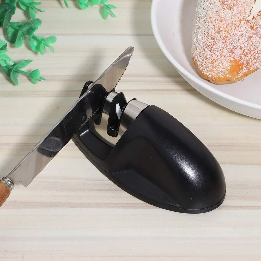 Точило для кухонних ножів набір 2 шт. двозонна з ергономічною ручкою та нековзкою основою, фото №4