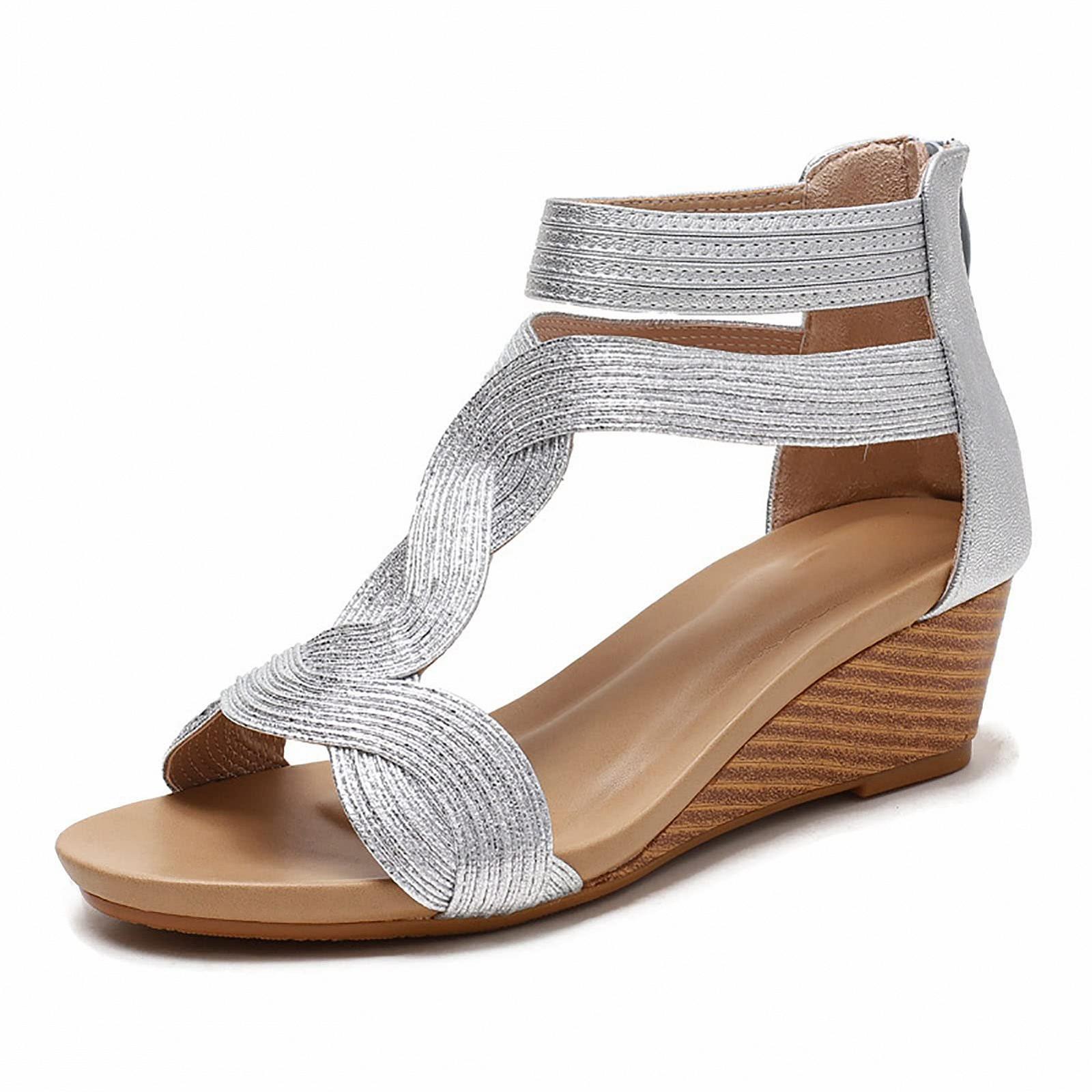 Босоножки Flops Кожаные Платформа Плоские ортопедические летние серебристые, фото №1