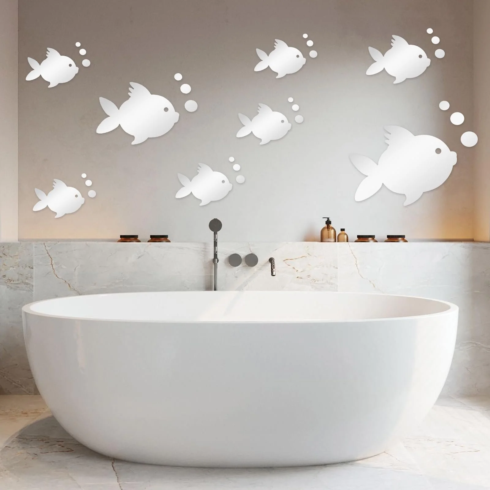 3D наклейки на стіну Acrylic Fish and Bubbles Tropical Fish Silver, фото №2