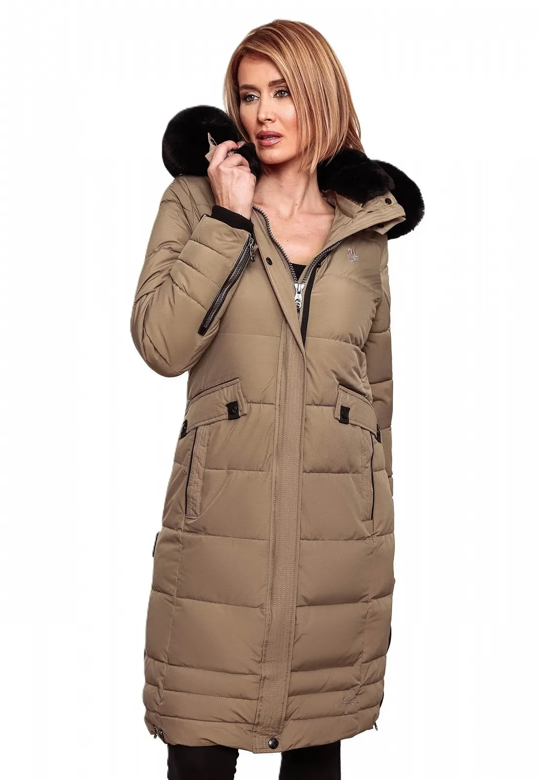 Куртка Navahoo B850 зимова стьобана знімним штучним хутром жіноча, фото №7