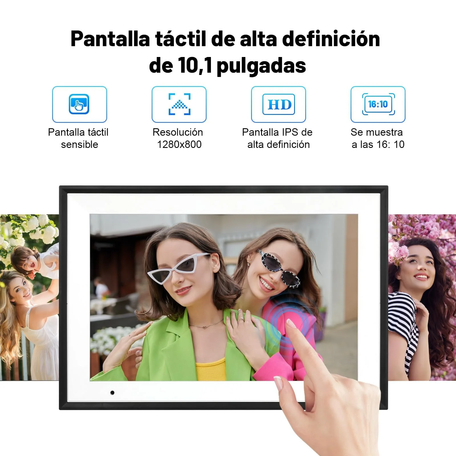 Цифровая фоторамка AEEZO 10.1 дюйма 1280 x 800 IPS HD Touchscreen 32 GB White Clip, фото №6