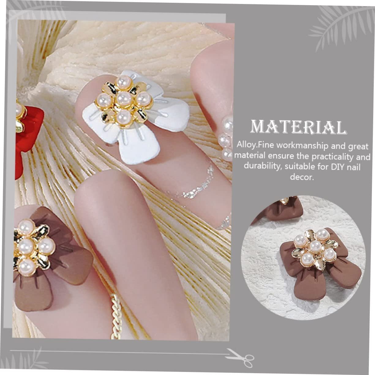 Прикраси у формі бантика Beavorty, блискітки для манікюру, конфетті, перлинні дизайни, кристали, 3D-шарми зі сплаву, фото №7