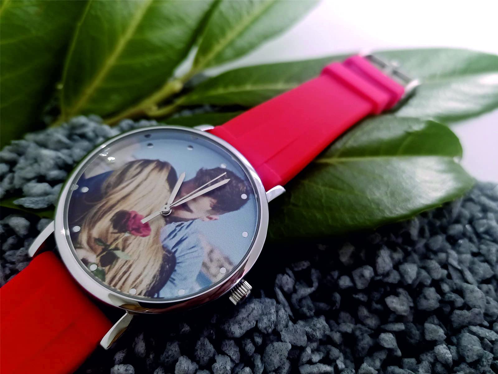 Годинник memories Персоналізований Подарунок 40 мм Силіконовий Ремінець срібний, фото №3