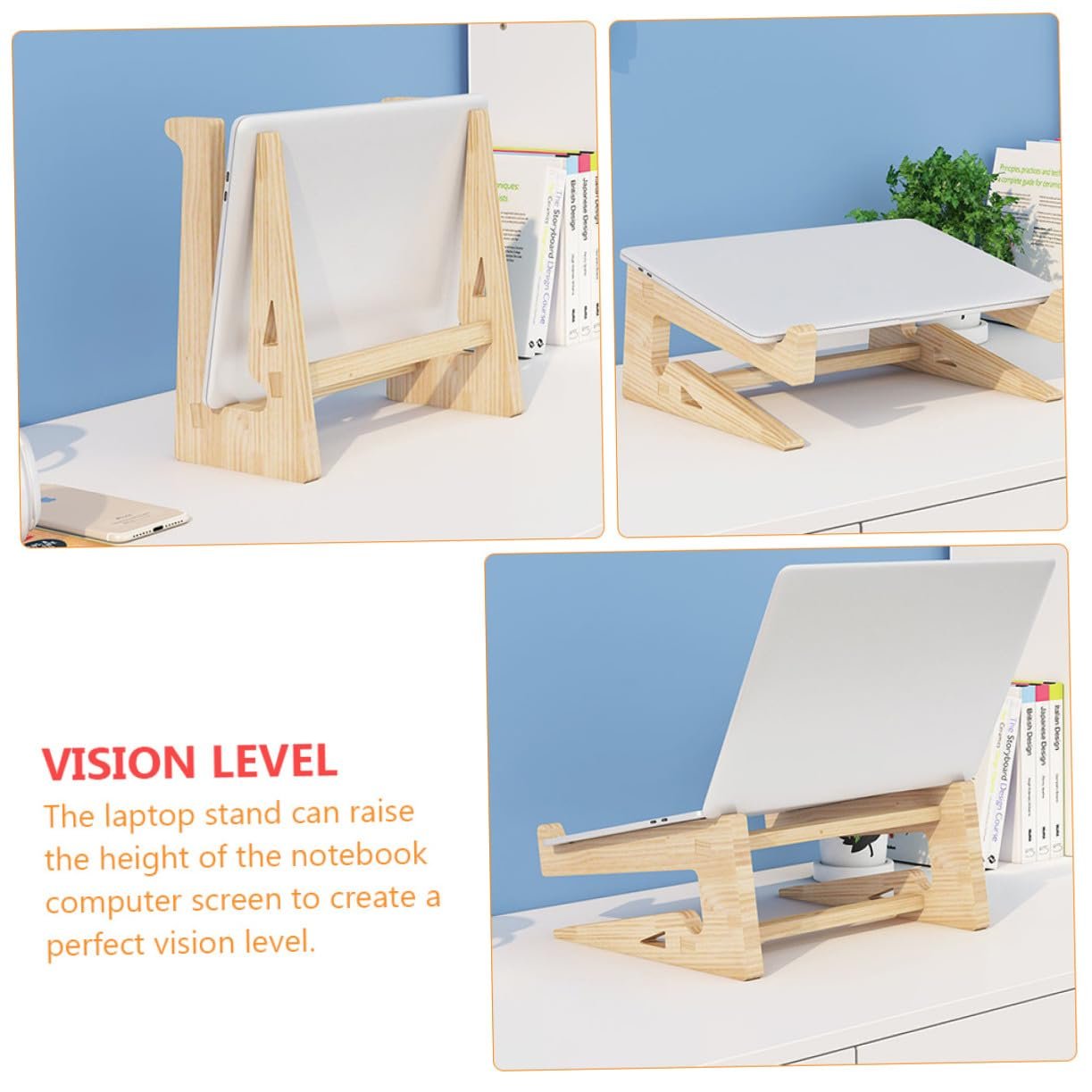 Ергономічна Дерев'яна Підставка для Ноутбука з Масиву Дерева Регульована по Висоті для Столу та Офісу, фото №6