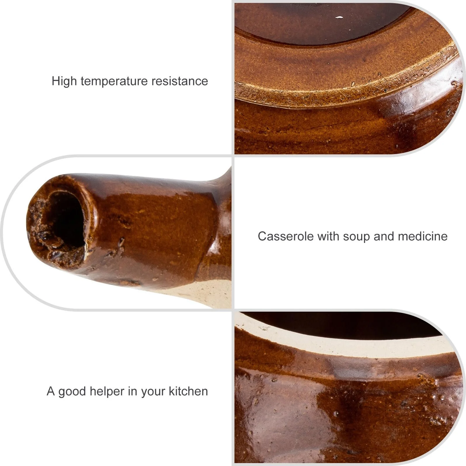 Горшок для запекания Toyvian керамический жаропрочный с эргономичной ручкой ручной работы, фото №9