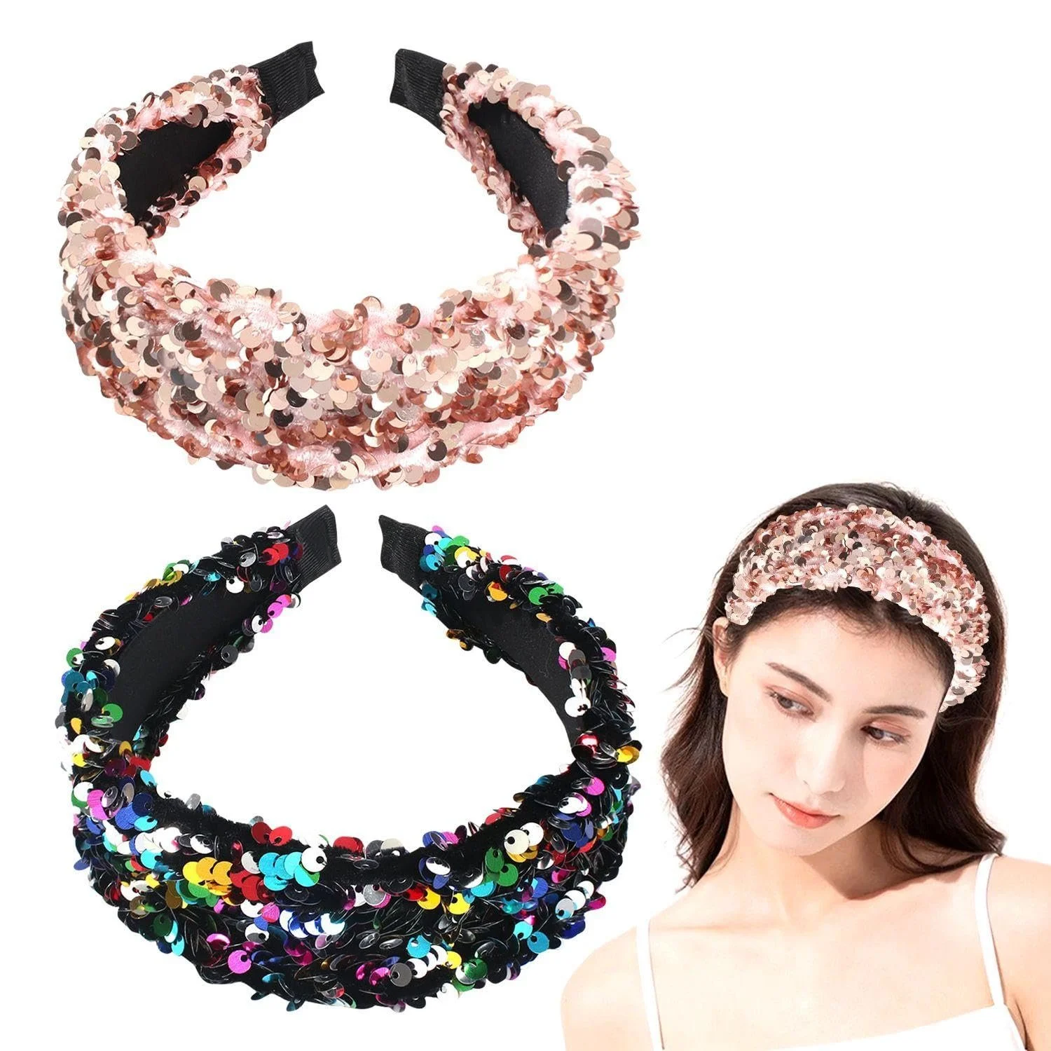 Набор из 2-х блестящих обручей на голову., фото №1