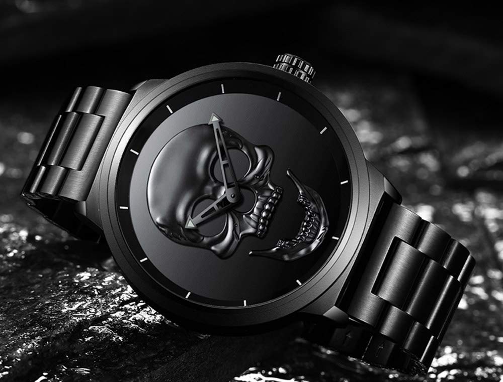 Мужские часы GIMTO Quartz с большим циферблатом и стальным браслетом Skull, фото №4
