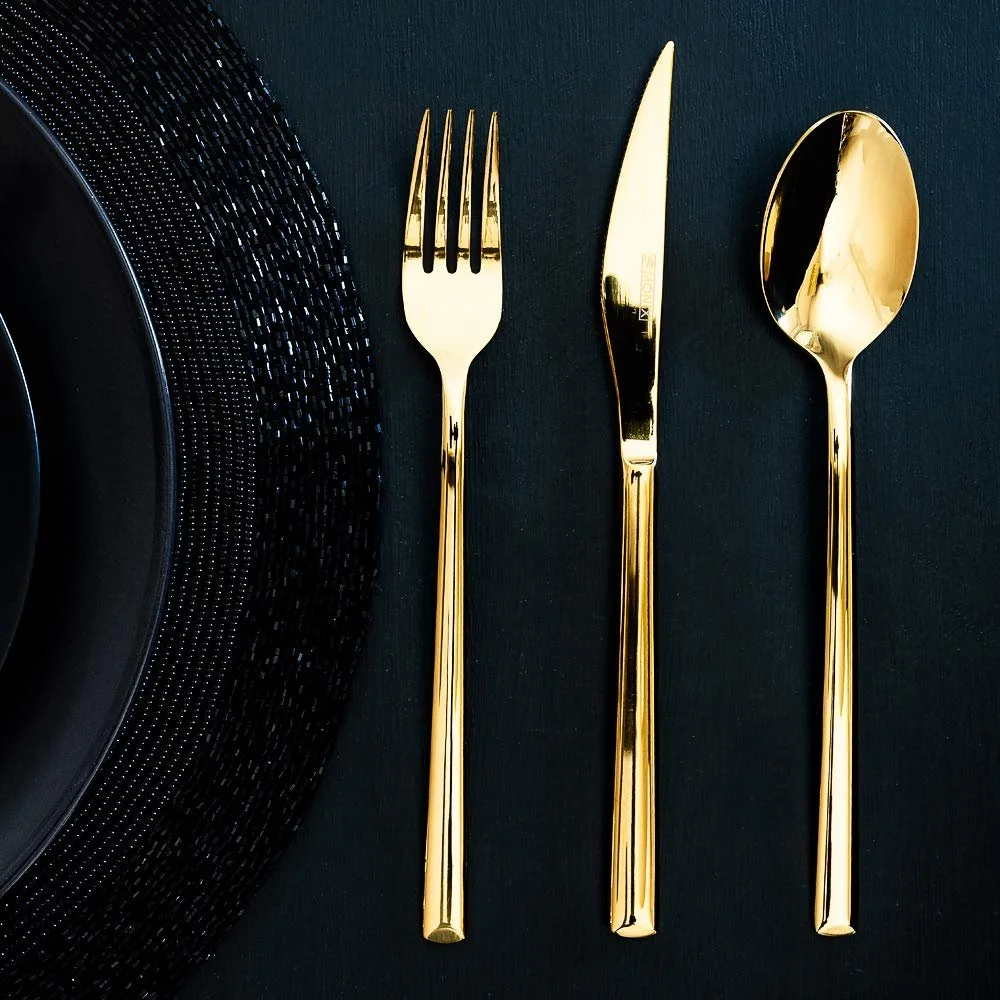 Набір столових приборів MONIX Verona Gold, 24 предмети, нержавіюча сталь 18/10, поліроване золото, 3 мм (на 6 персон), фото №2